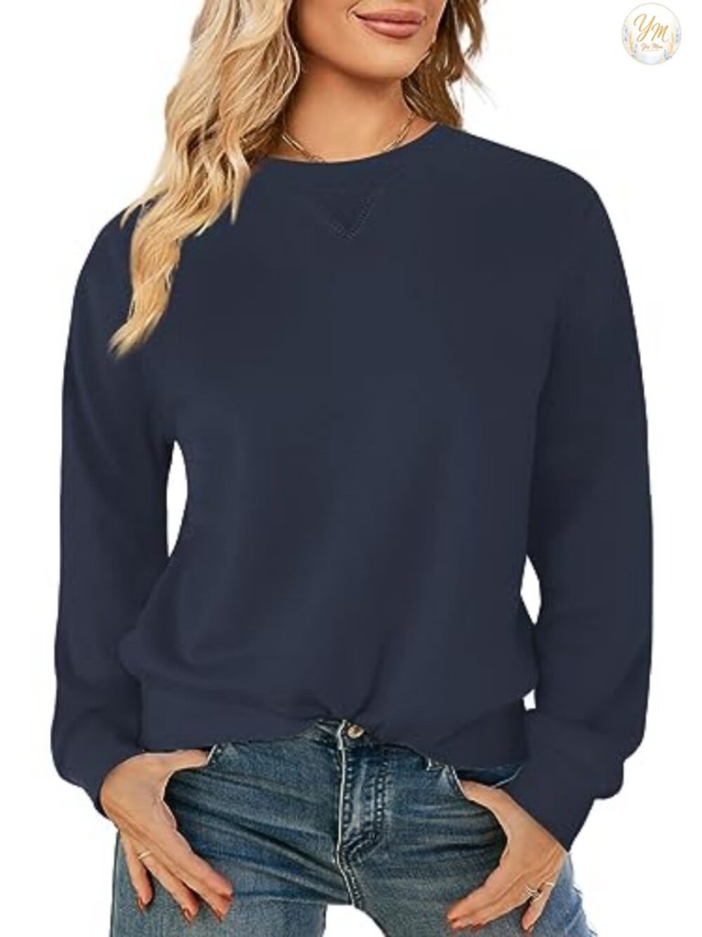 Elesomo Women's Cotton Crew Neck Long Sleeve Pullover Sweatshirt